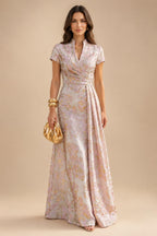 A-Line/Princess One Shoulder Chiffon Floor-Length Mother of the Bride & Groom Dresses with Lace Appliques, Sweep Train & Side Sash (SHI22501663)
