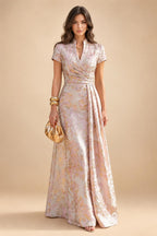 A-Line/Princess Off Shoulder Chiffon Floor-Length Mother of the Bride & Groom Dresses with Sequin, Lace Appliques & Pleats (SHI22501662)