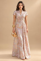 A-Line/Princess V-Neck Chiffon Floor-Length Mother of the Bride & Groom Dresses with Lace Appliques & Pleats (SHI22501605)