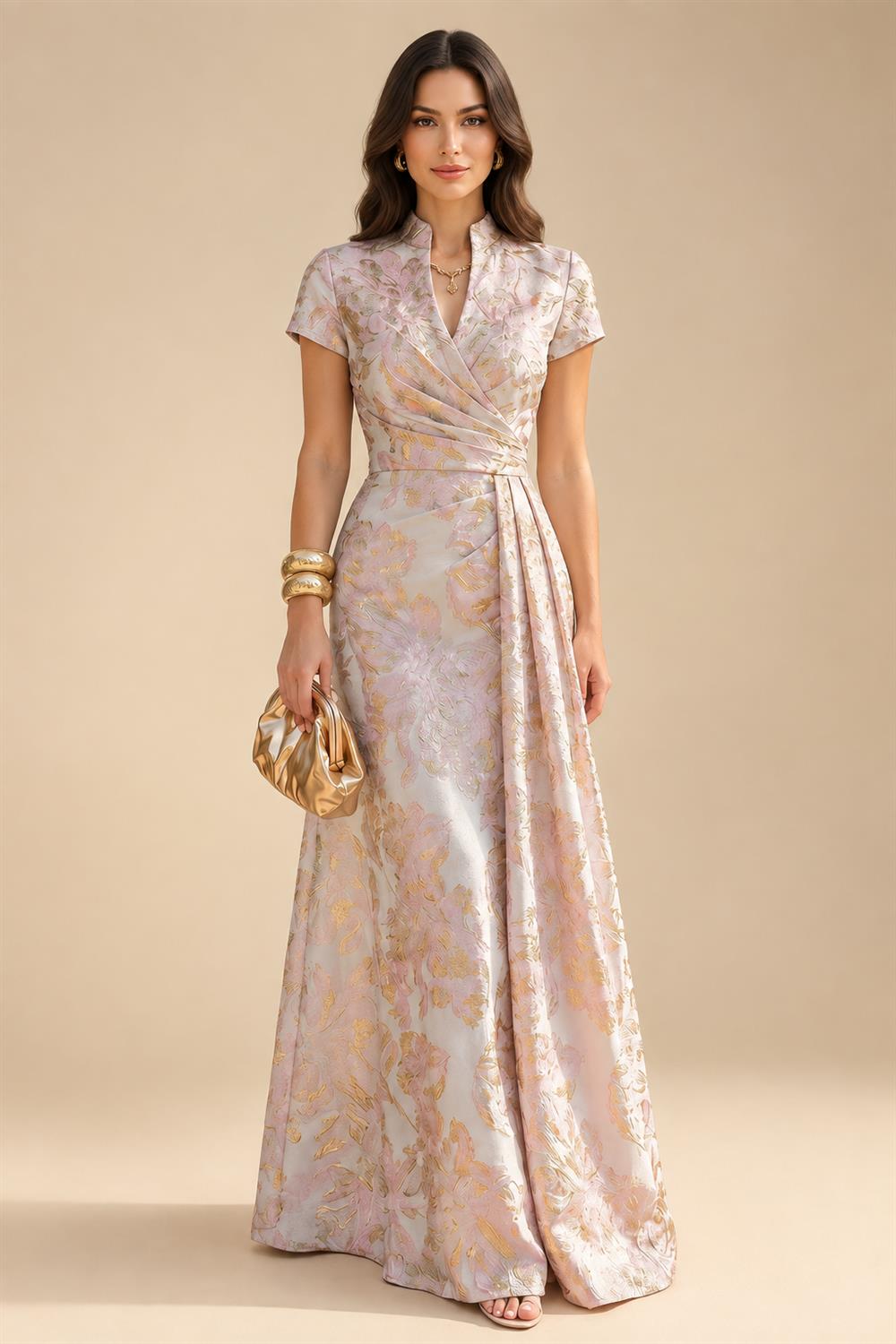 A-Line/Princess Scoop Neck Chiffon Floor-Length Mother of the Bride & Groom Dresses with Lace Appliques & Pleats (SHI22501554)