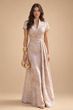 Sheath Chiffon Cape Sleeves Maxi Mother of the Bride & Groom Dresses with Ruched Waist (SHI22500727)