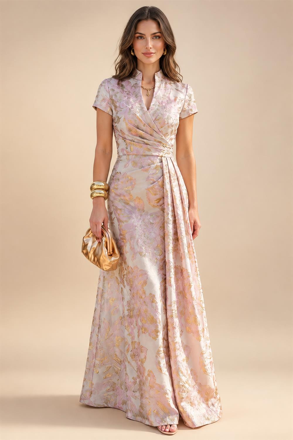 A-Line/Princess V-Neck Chiffon Floor-Length Mother of the Bride & Groom Dresses with Lace Appliques & Ruffles (SHI22501563)