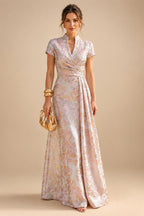 Sheath/Column V-Neck Sequin Maxi Mother of the Bride & Groom Dresses with Ruched Waist & Side Sash (SHI22501697)