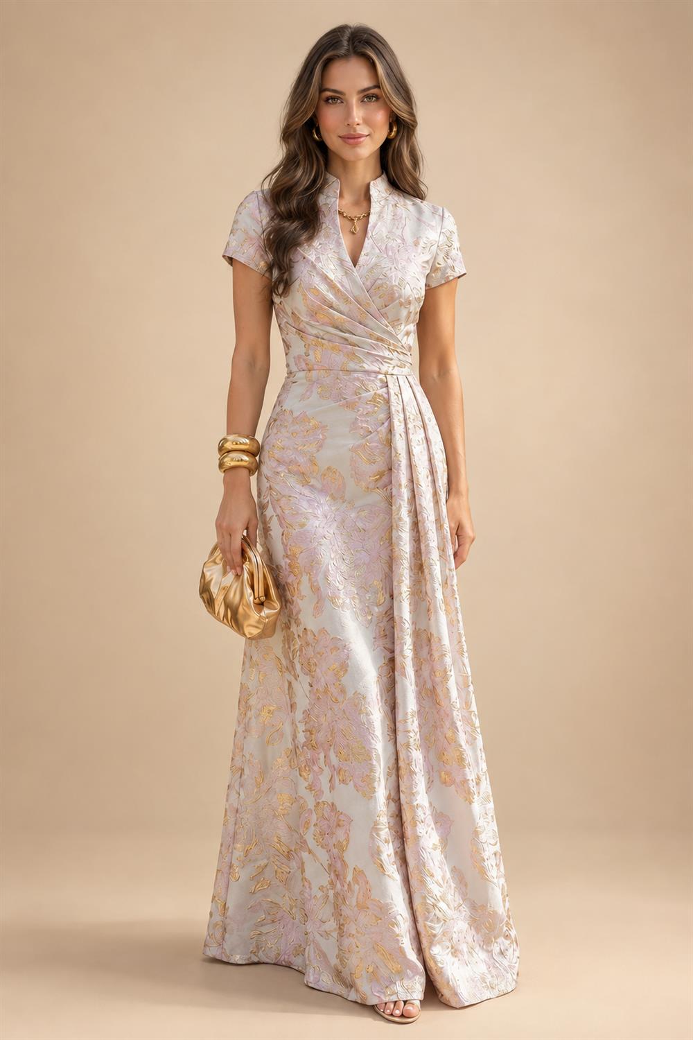 Scoop Neck Chiffon Floor-Length Mother of the Bride & Groom Jumpsuit with Lace Appliques (SHI22501558)