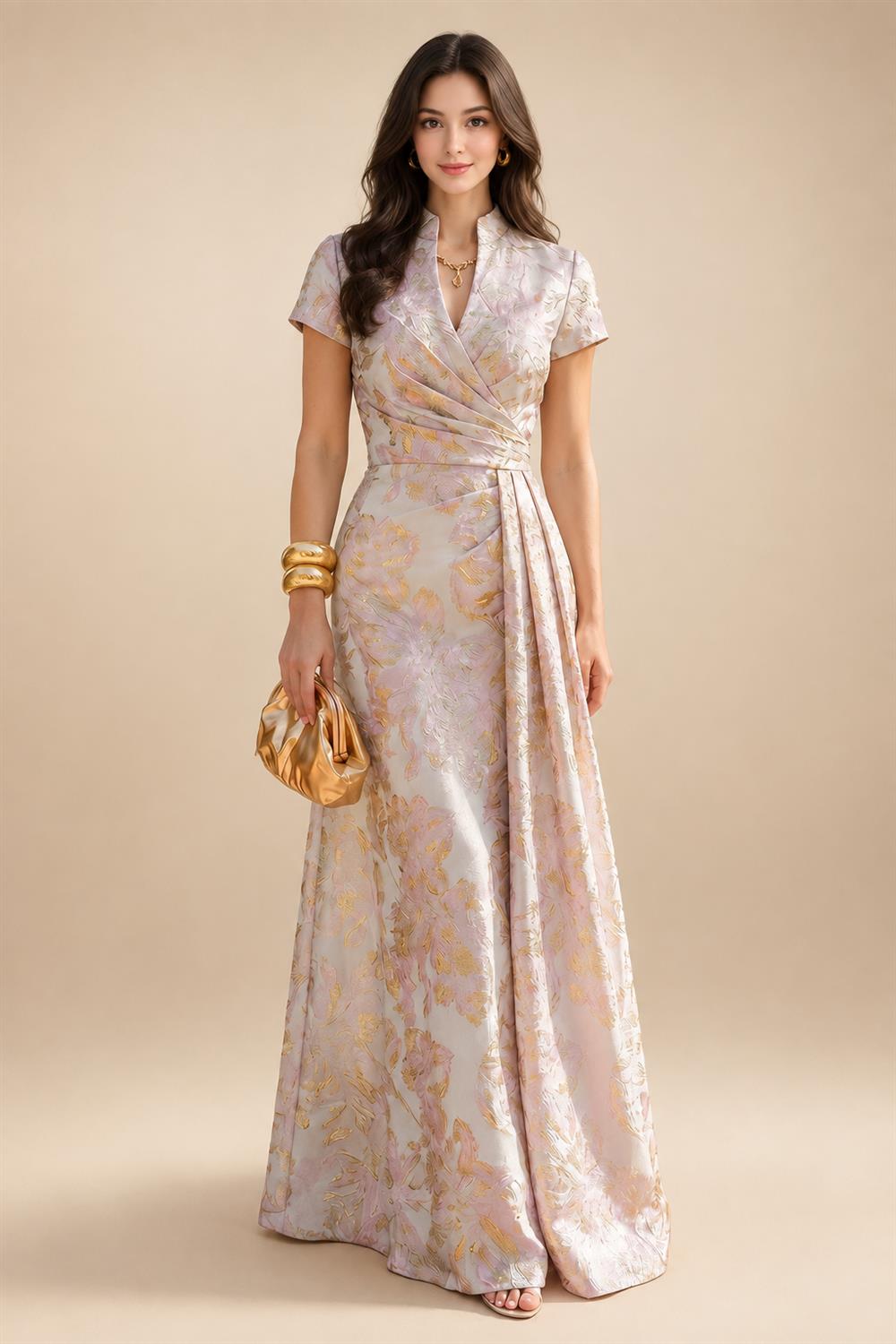 A-Line/Princess Off Shoulder Chiffon Floor-Length Mother of the Bride & Groom Dresses with Sequin, Lace Appliques & Pleats (SHI22501662)