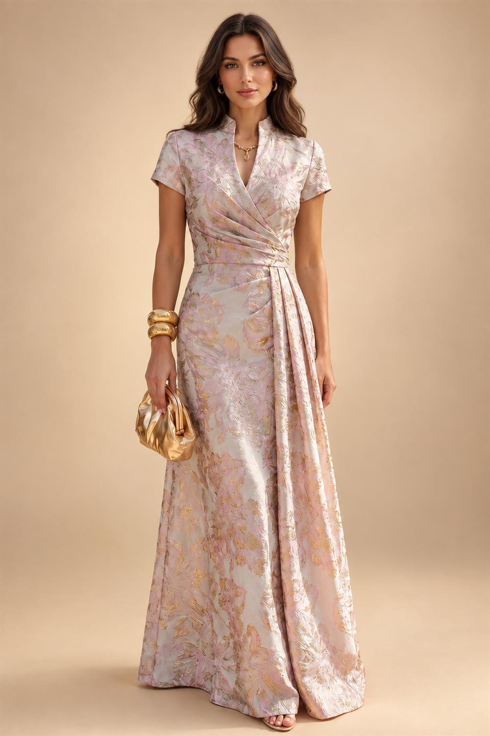 Lightweight Sheath Tea-Length Chiffon Mother of the Bride & Groom Dresses with Cowl Neck & Ruched Waist (SHI22500689)