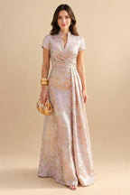 A-Line Chiffon Cape Sleeves Floor-Length Mother of the Bride & Groom Dresses with Floral Sequin Bodice (SHI22500691)