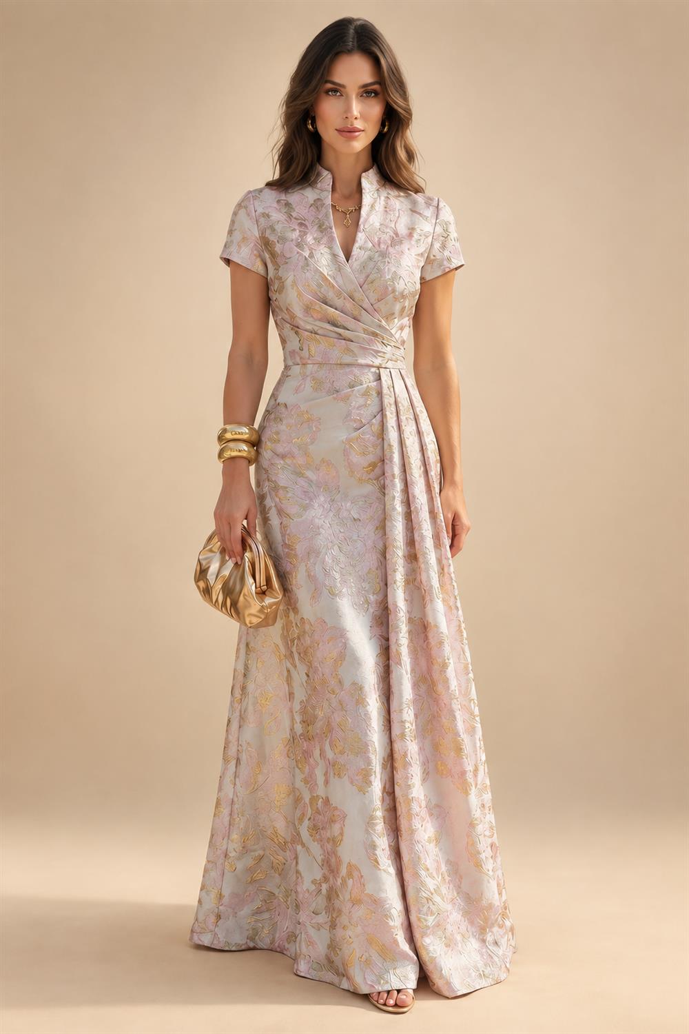A-Line/Princess Off Shoulder Chiffon Maxi Mother of the Bride & Groom Dresses with Lace Appliques, Rhinestone & Pleats (SHI22501655)