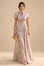 A Line Scoop 3/4 Sleeve Long Mixed Mother of the Bride Dresses with Sequins (SHI22500171)