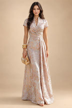 Sheath/Column Scoop Neck Lace Appliques Maxi Mother of the Bride & Groom Dresses with Ruched Waist & Sequin (SHI22501632)