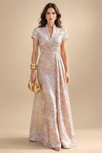 Sheath/Column Scoop Neck Lace Appliques Maxi Mother of the Bride & Groom Dresses with Ruched Waist & Sequin (SHI22501632)