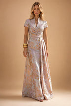 Sheath/Column Off Shoulder Stretch Jersey Floor-Length Mother of the Bride & Groom Dresses with Lace Appliques Sleeves & Slit (SHI22501550)