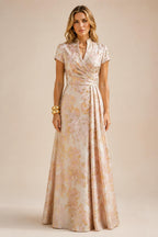 A-Line/Princess V-Neck Floral Embroidery Maxi Mother of the Bride & Groom Dresses with Ruched Waist (SHI22501624)