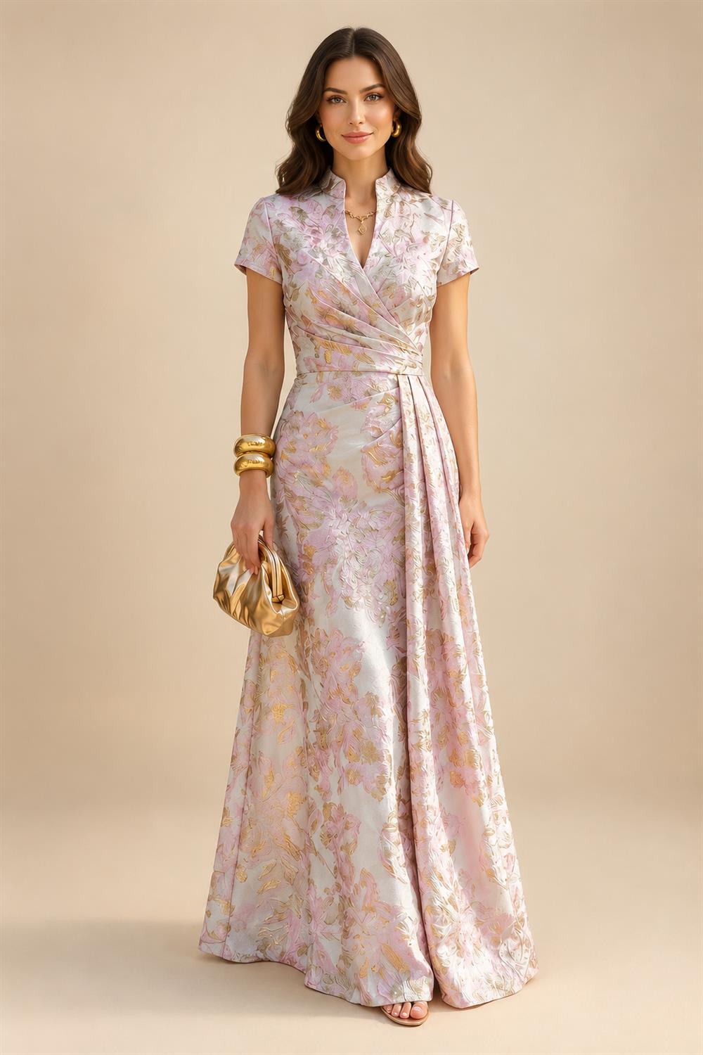 Sheath Floral Jacquard Off Shoulder Mother of the Bride & Groom Dresses with Flower (SHI22500777)