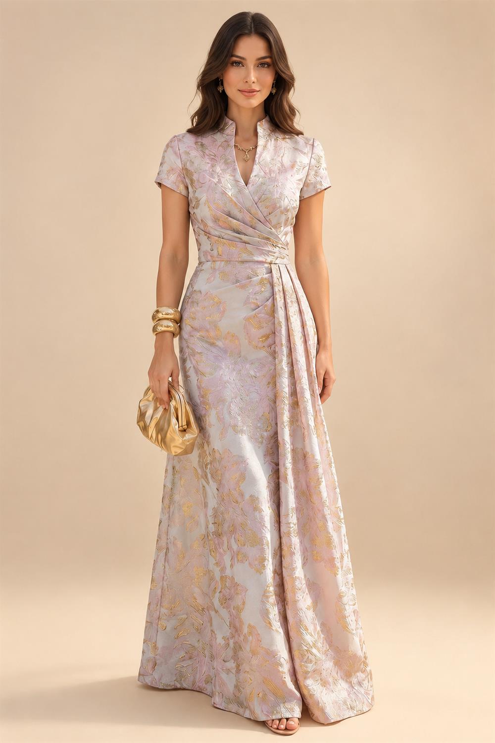Sheath Silk Off Shoulder Ruched Maxi Mother of the Bride & Groom Dresses (SHI22500808)