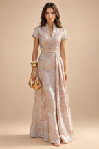 A-Line/Princess Off Shoulder Chiffon Floor-Length Mother of the Bride & Groom Dresses with Lace Appliques & Pleats (SHI22501566)