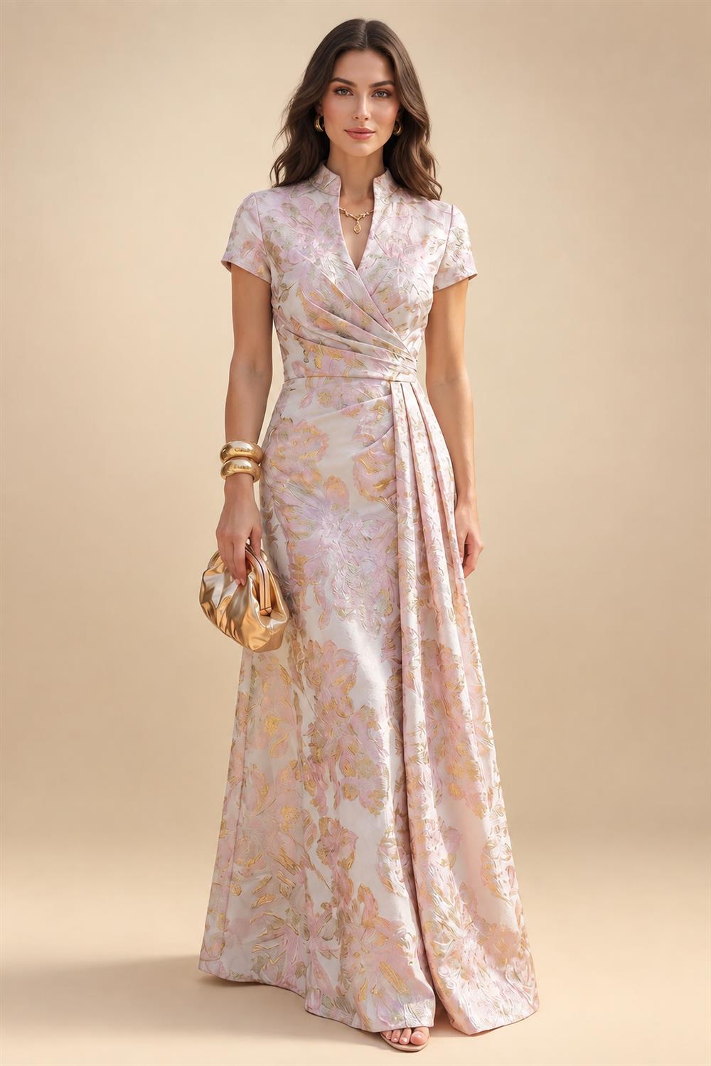 A-Line Floral Sequin Lace Floor-Length Mother of the Bride & Groom Dresses with Ruched Satin Bodice (SHI22500639)