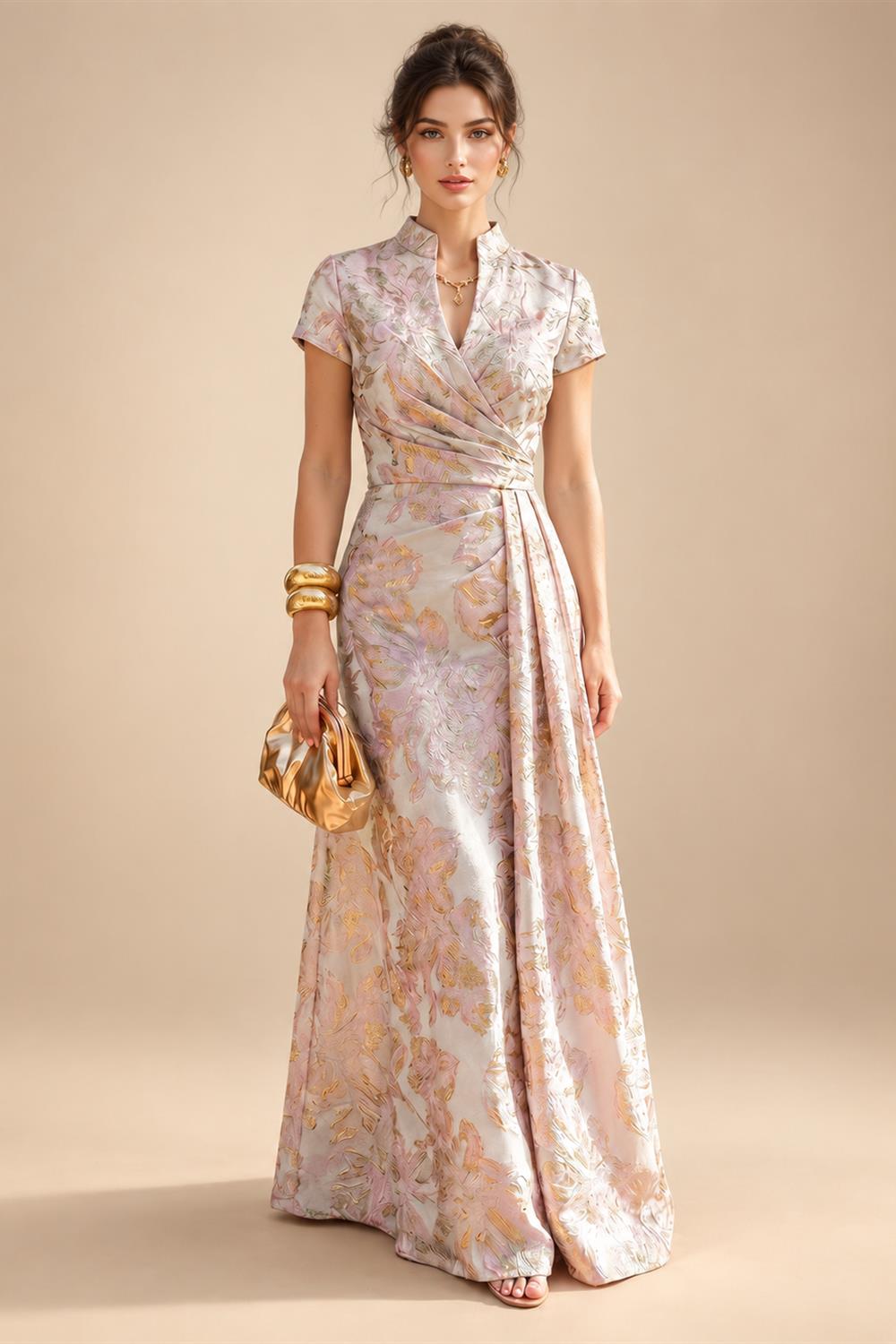 Sheath Satin Tea-Length Mother of the Bride & Groom Dresses with 3/4 Bell Sleeves & Crystal Embellished Belt (SHI22500471)