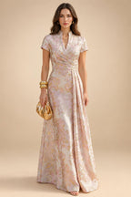 A-Line/Princess V-Neck Chiffon Floor-Length Mother of the Bride & Groom Dresses with Pleats (SHI22501646)