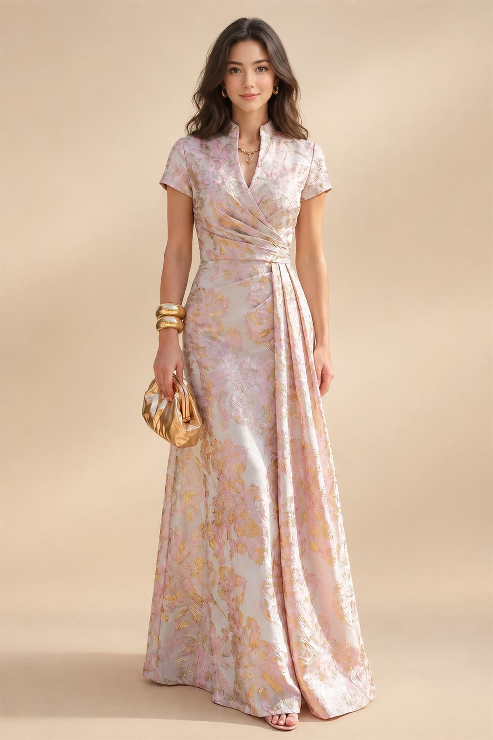 A-Line/Princess Scoop Neck Satin High-Low Mother of the Bride & Groom Dresses with Sequin Floral & Pleats (SHI22501631)