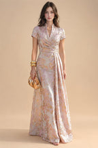 Scoop Neck Chiffon Floor-Length Mother of the Bride & Groom Jumpsuit with Lace Appliques (SHI22501558)
