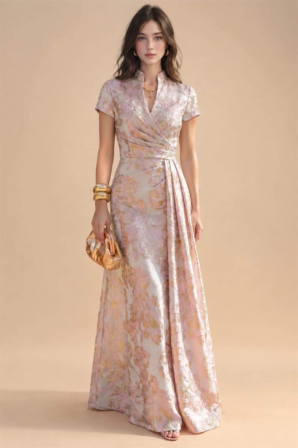 Scoop Neck Chiffon Floor-Length Mother of the Bride & Groom Jumpsuit with Lace Appliques (SHI22501558)