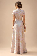 Floral Print A-Line/Princess V-Neck Tea-Length Mother of the Bride & Groom Dresses with Ruched Waist & Pockets (SHI22501150)