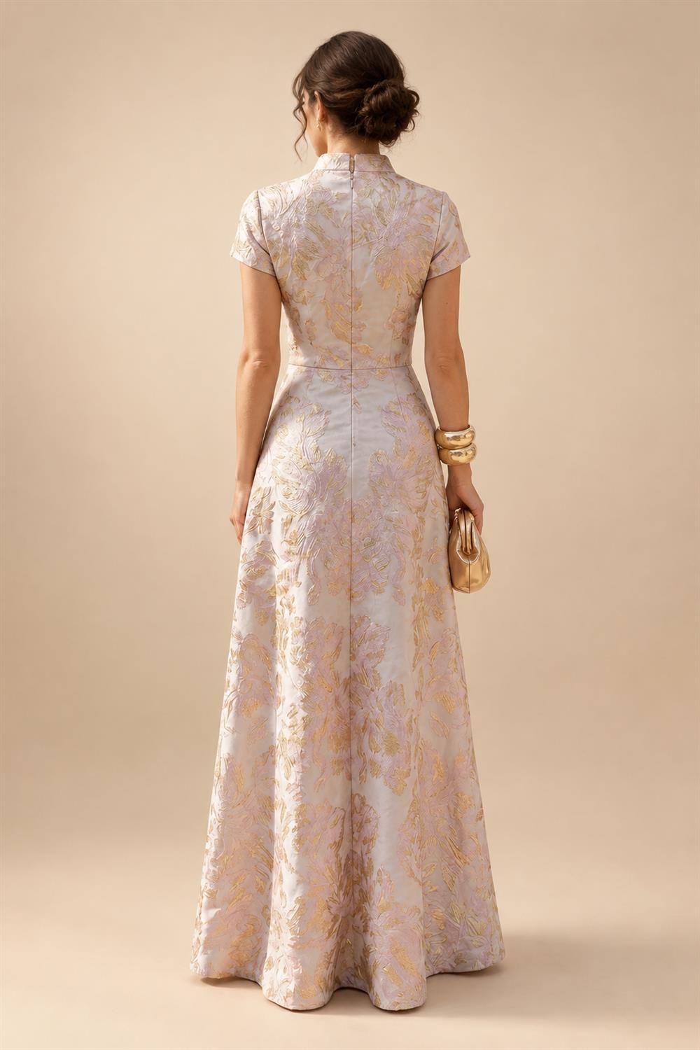 A-Line/Princess V-Neck Chiffon Maxi Mother of the Bride & Groom Dresses with Ruffles, Slit, Ruched Waist & Rhinestones (SHI22501628)