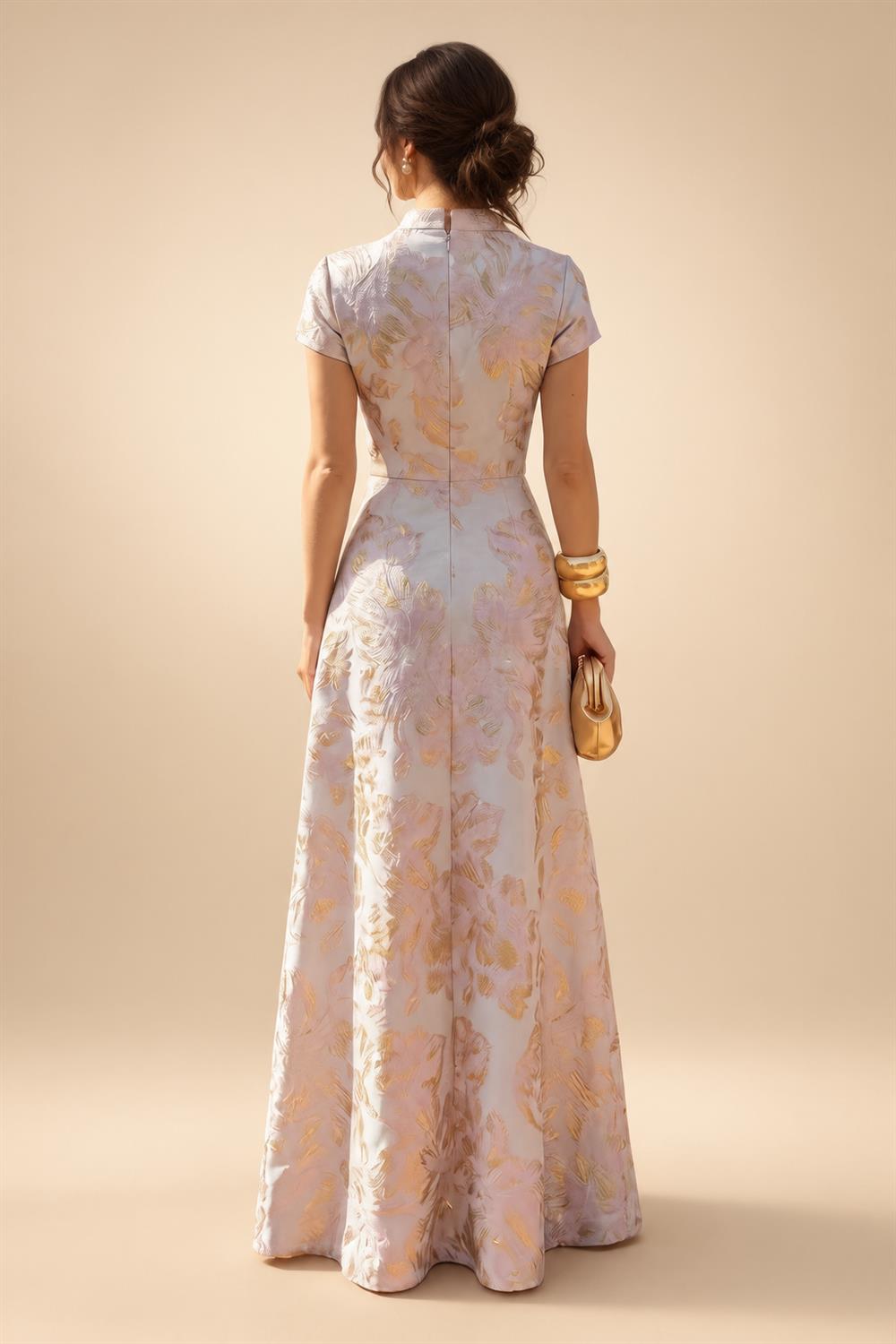 3/4 Sleeve Round Neck Sheath Midi Satin Mother of the Bride Dresses Formal Dress (SHI22500384)