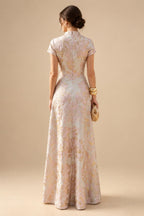Sheath Chiffon Floral Print Cape Sleeves Mother of the Bride & Groom Dresses for Formal Wedding (SHI22500682)