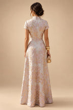 A-Line/Princess V-Neck Chiffon Maxi Mother of the Bride & Groom Dresses with Feather Trim & Pleats (SHI22501651)
