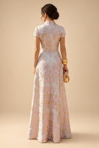 Sheath/Column Scoop Neck Lace Appliques Maxi Mother of the Bride & Groom Dresses with Ruched Waist & Sequin (SHI22501632)