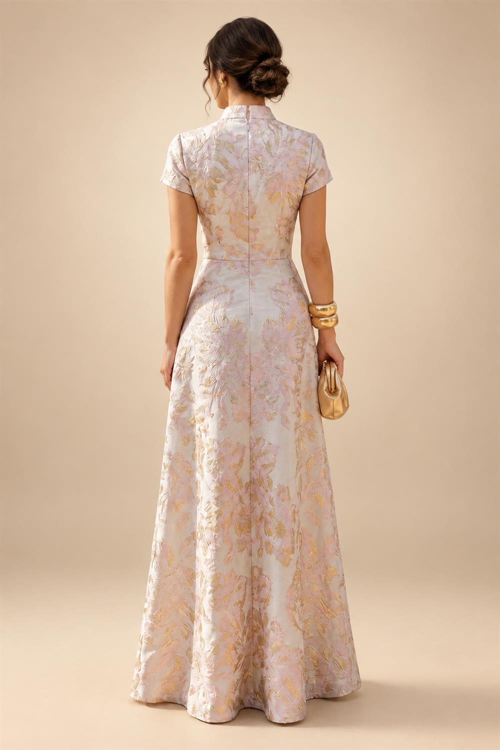 A-Line/Princess Scoop Neck Cap Sleeve Floor-Length Mother of the Bride Dresses with Lace Applique (SHI22500008)