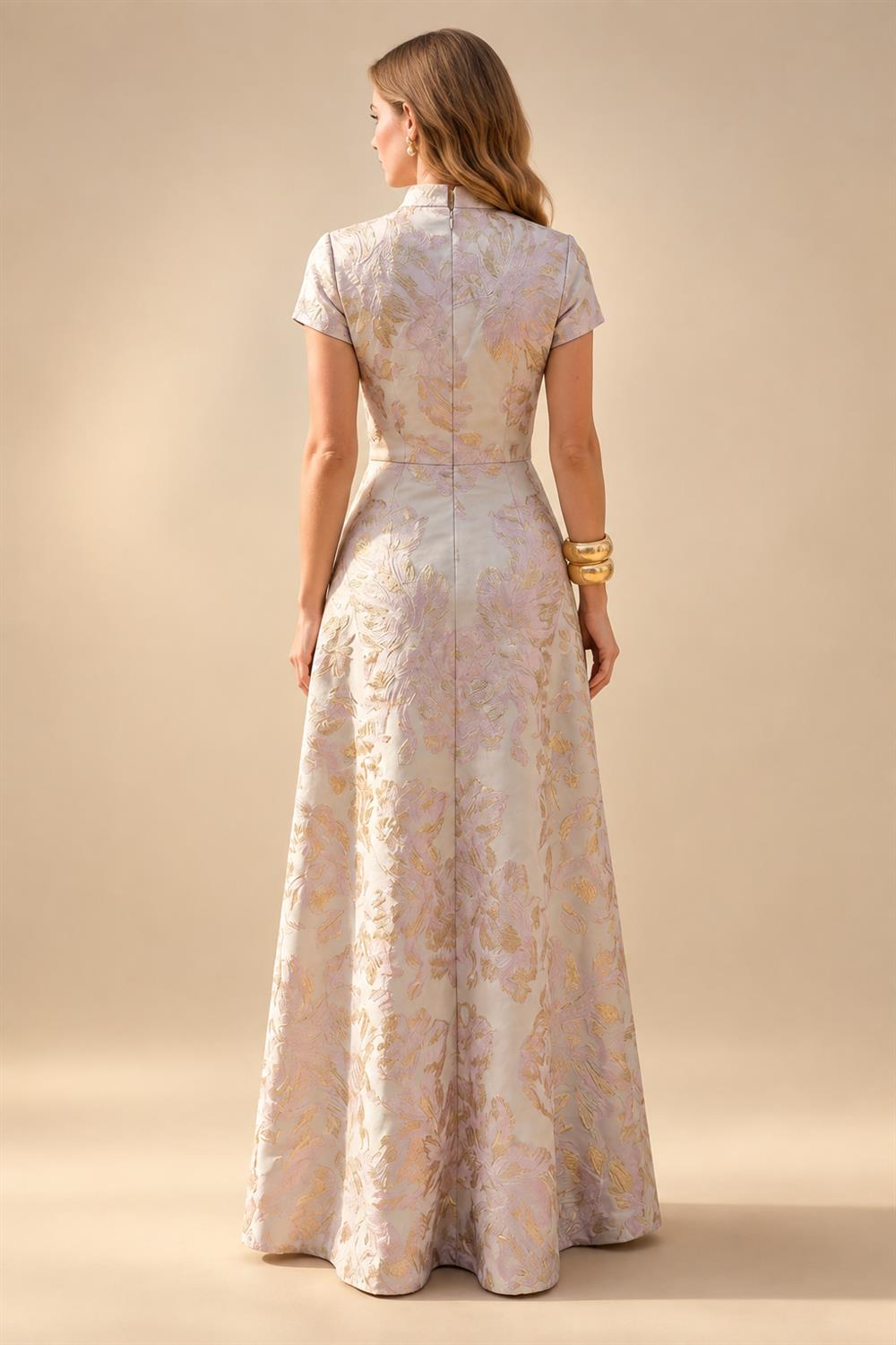 A-Line Floor-Length Chiffon Cape Sleeves Mother of the Bride & Groom Dresses with Tiered Ruffles (SHI22500723)