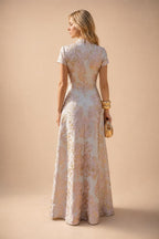 Jacquard A Line V Neck Ruffles Corset Mother of the Bride & Groom Dresses (SHI22500967)