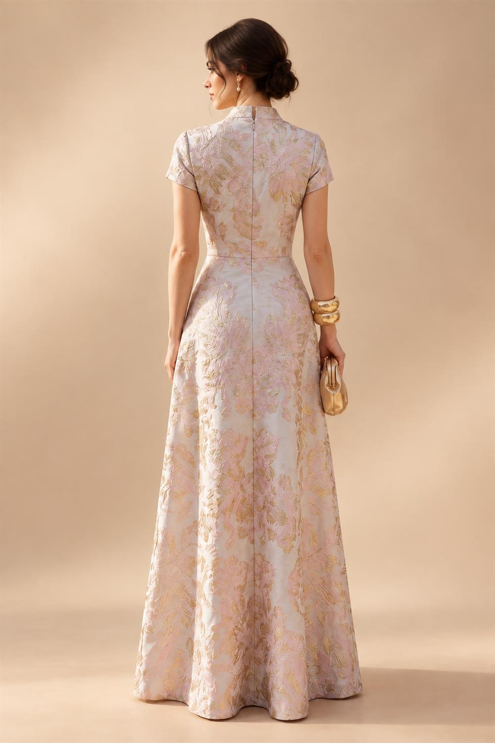 Floral Print Sheath/Column Scoop Neck Floor-Length Mother of the Bride & Groom Dresses with Ruched Waist (SHI22501153)