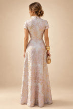 Sequin Floral A-Line/Princess V-Neck Floor-Length Mother of the Bride & Groom Dresses with 3D Flowers & Pleats (SHI22501348)