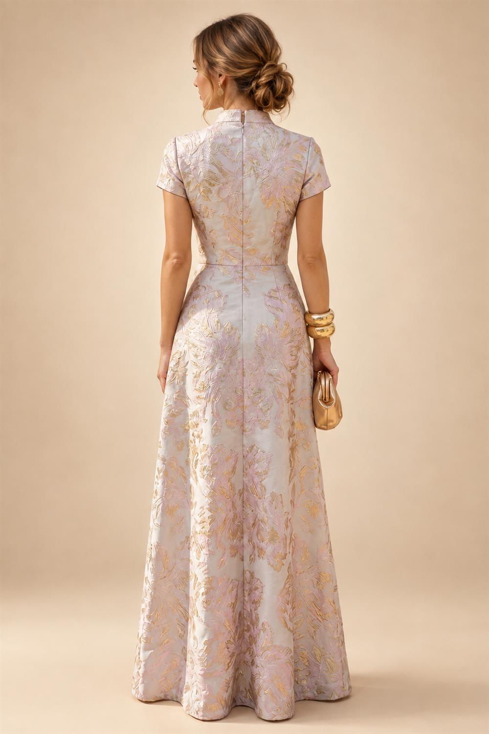 Sequin Floral A-Line/Princess V-Neck Floor-Length Mother of the Bride & Groom Dresses with 3D Flowers & Pleats (SHI22501348)