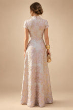 A-Line Chiffon Cape Sleeves Floor-Length Mother of the Bride & Groom Dresses with Ruched Waist (SHI22500705)