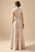 A Line Scoop 3/4 Sleeve Long Mixed Mother of the Bride Dresses with Sequins (SHI22500171)