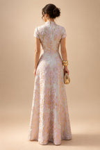 A-Line/Princess V-Neck Floral Embroidery Maxi Mother of the Bride & Groom Dresses with Ruched Waist (SHI22501624)
