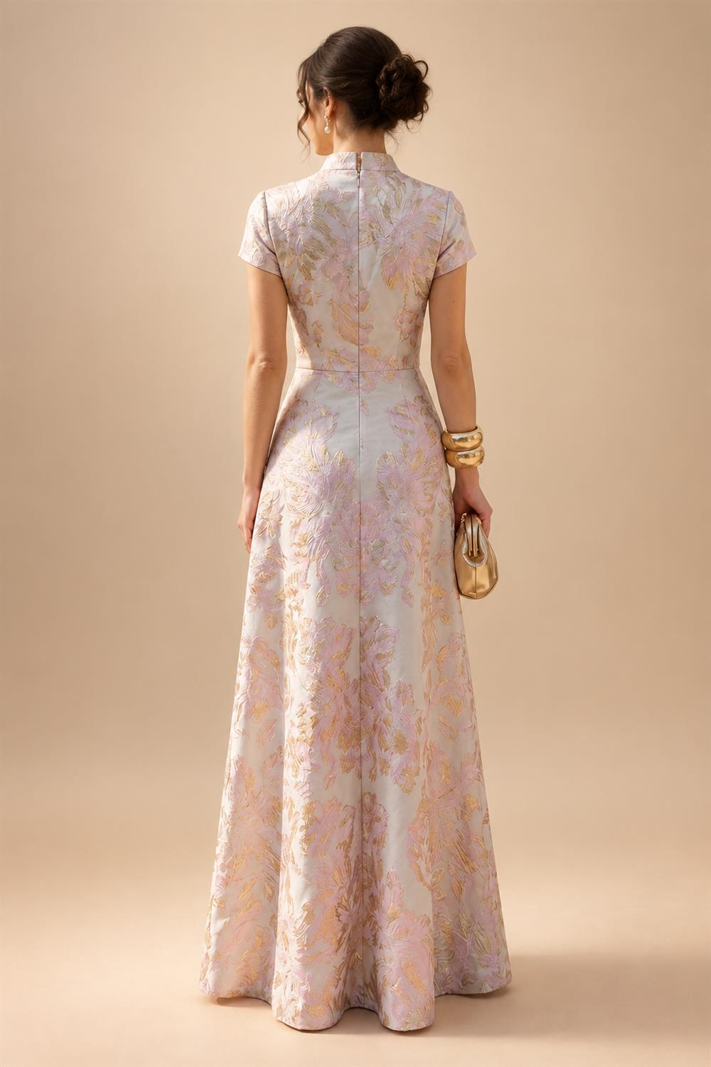 A-Line/Princess V-Neck Floral Embroidery Maxi Mother of the Bride & Groom Dresses with Ruched Waist (SHI22501624)
