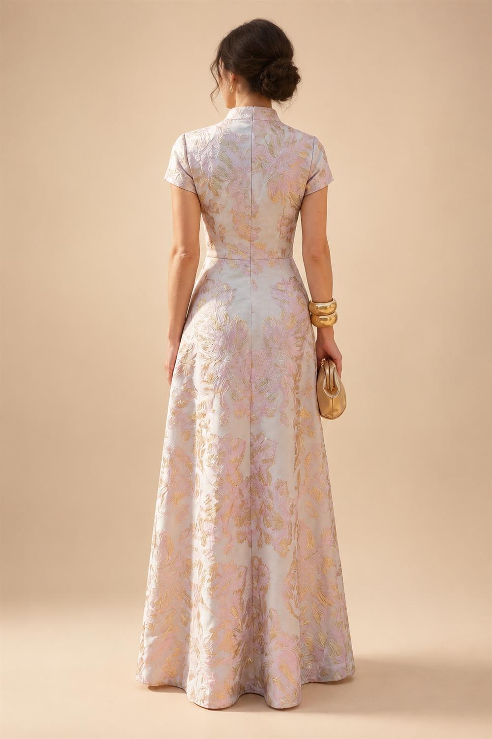 Sequin Floral Sheath/Column V-Neck Floor-Length Mother of the Bride & Groom Dresses with Ruched Waist (SHI22501219)