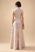 Sequin Floral Sheath/Column V-Neck Floor-Length Mother of the Bride & Groom Dresses with Ruched Waist (SHI22501219)
