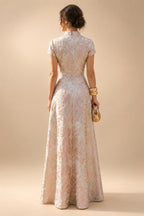 A-Line/Princess Scoop Neck Satin High-Low Mother of the Bride & Groom Dresses with Sequin Floral & Pleats (SHI22501631)