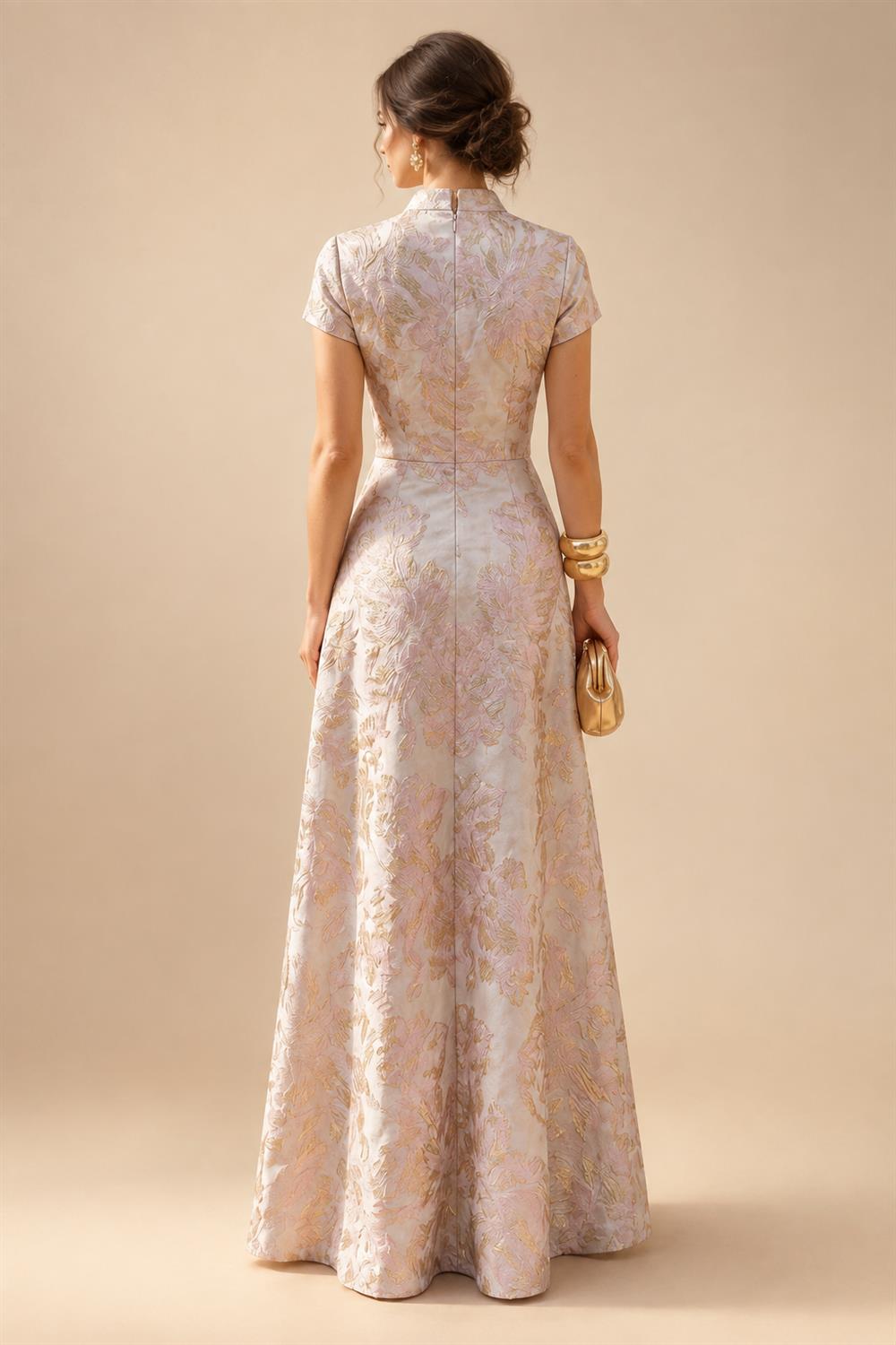 Sheath/Column V-Neck Stretch Jersey Maxi Mother of the Bride & Groom Dresses with Ruffles & Slit (SHI22501648)