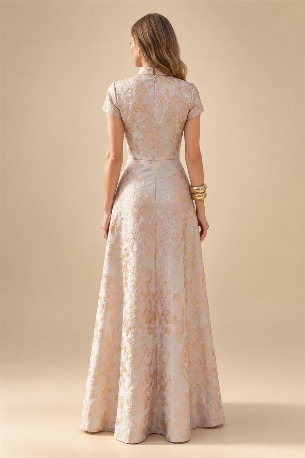 Sheath Floral Jacquard Off Shoulder Mother of the Bride & Groom Dresses with Flower (SHI22500777)