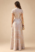 A-Line/Princess V-Neck Floral Embroidery Maxi Mother of the Bride & Groom Dresses with Ruched Waist (SHI22501624)