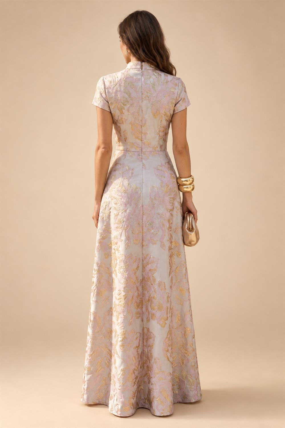 A-Line/Princess V-Neck Floral Embroidery Maxi Mother of the Bride & Groom Dresses with Ruched Waist (SHI22501624)