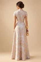 A-Line/Princess V-Neck Chiffon Floor-Length Mother of the Bride & Groom Dresses with Lace Appliques, Sequin & Ruffles (SHI22501608)